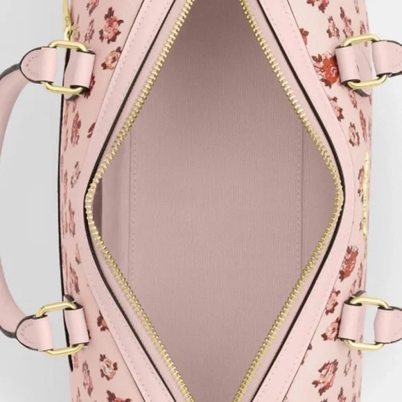 Coach Rowan Satchel Blush Rose Print and Your Choice Bag Charm + Duster NWT - Picture 7 of 15